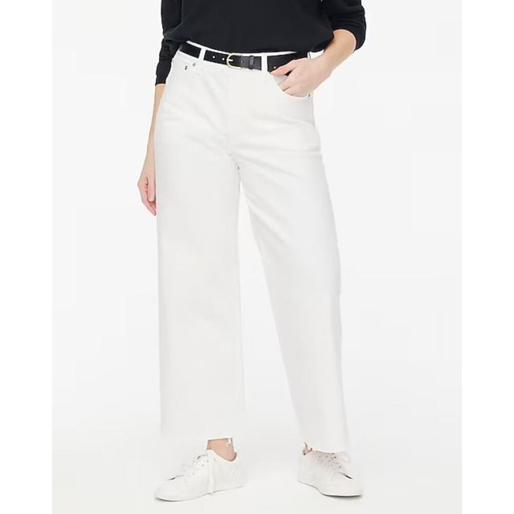 J. Crew Factory All-Day Stretch Curvy Wide-Leg Crop Jean CG456 White Size 32 NWT